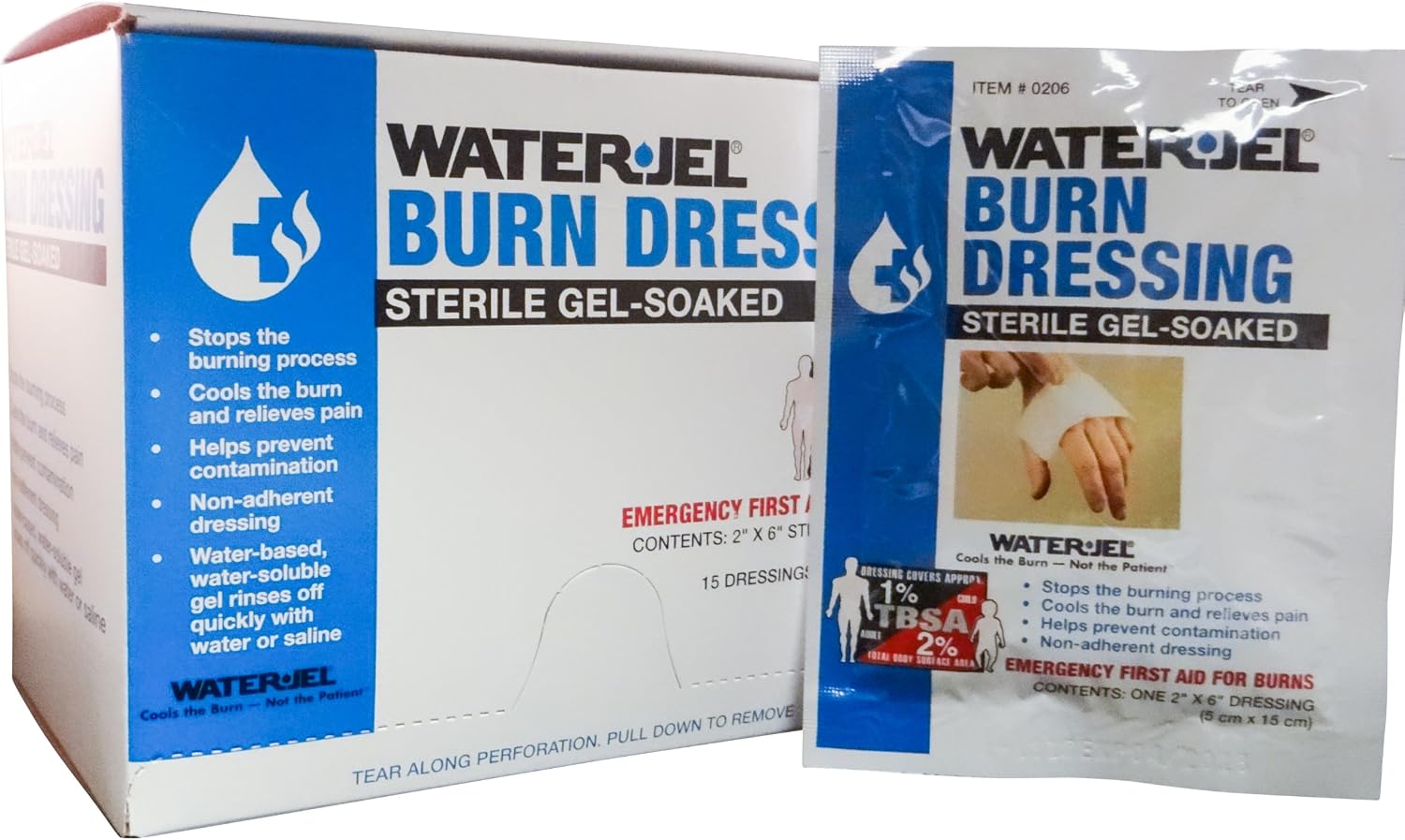 Water-Jel Burn Dressing 2x6 Inch (5-Pack) — Sterile Hydrogel Dressings for Fingers & Small Burns product photo