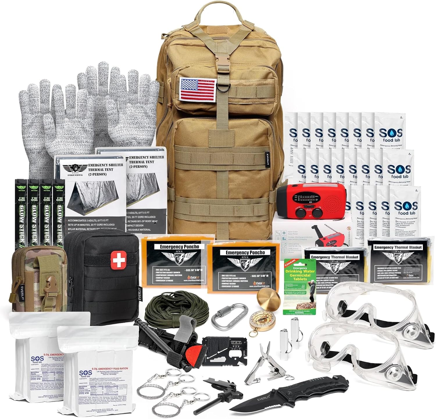 EVERLIT Complete 72 Hours Earthquake Bug Out Bag Emergency Survival Kit for Family product photo
