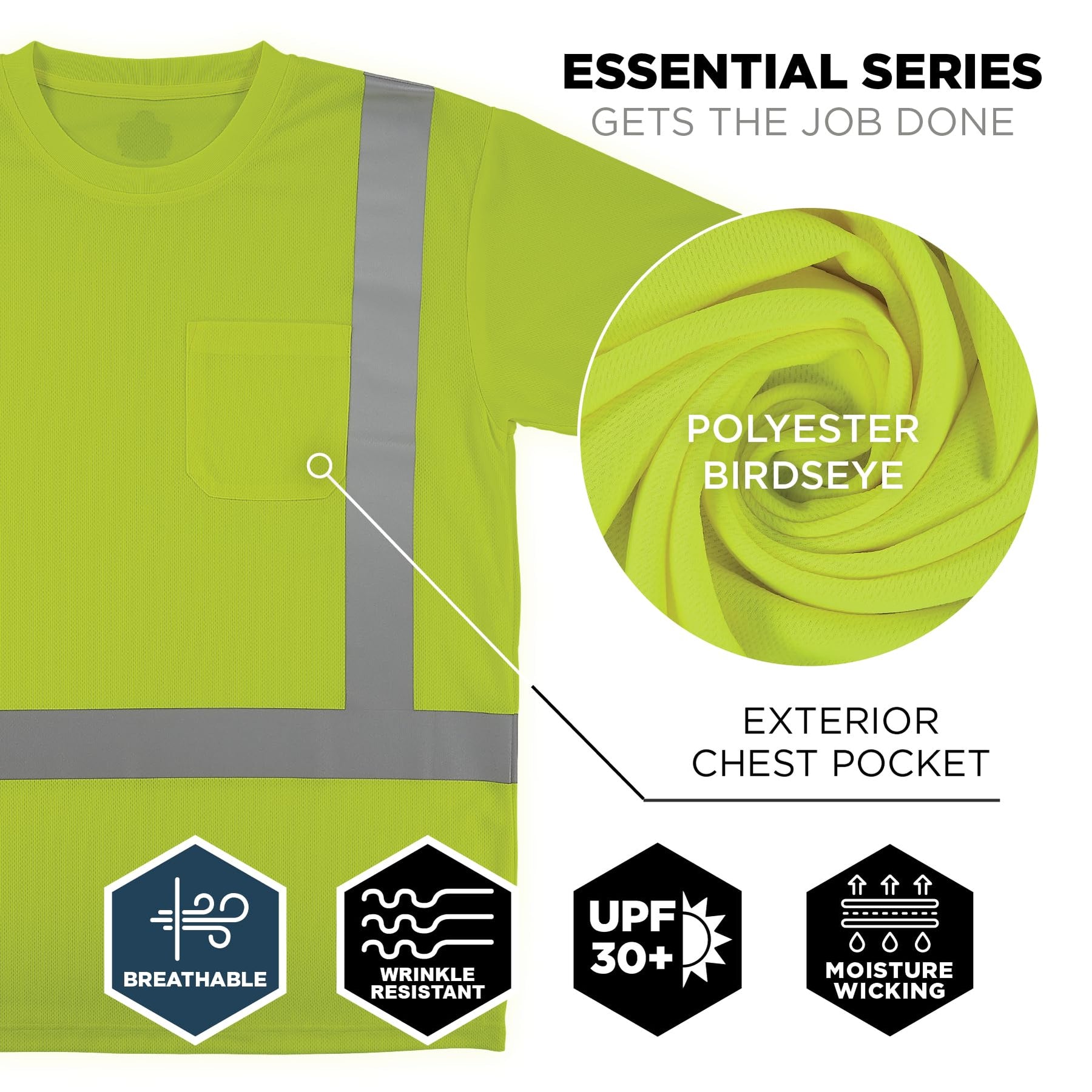 Ergodyne GloWear 8282 Class 2 hi-vis short-sleeve safety shirt in lime, front view