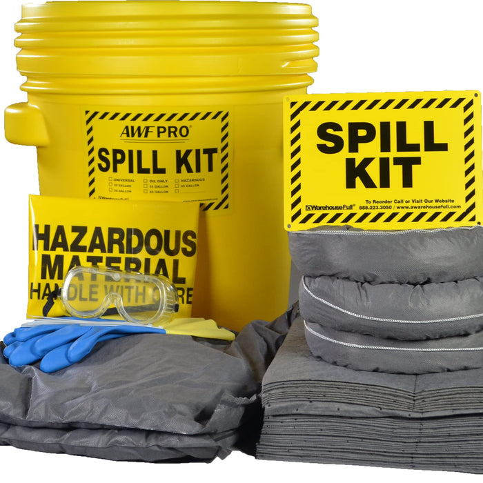 AWF PRO 20-Gallon Universal Spill Kit — 59-Piece, DOT-Approved Drum, 19.6-Gallon Absorbency product photo