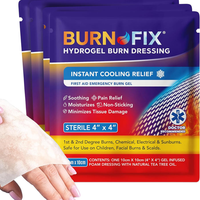 Burn-Fix Gel Dressing 4x4 — Hydrogel Burn Pads, 4-Pack product photo