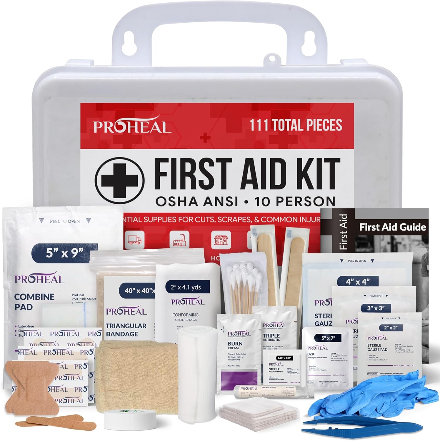 ProHeal 10-Person ANSI Class A First Aid Kit — Type III, 111 Pieces, Wall Mountable product photo
