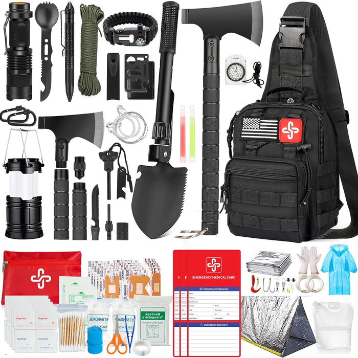 RIKOJUXI Survival Kit, 262 Pieces, with First Aid Kit Pouch product photo