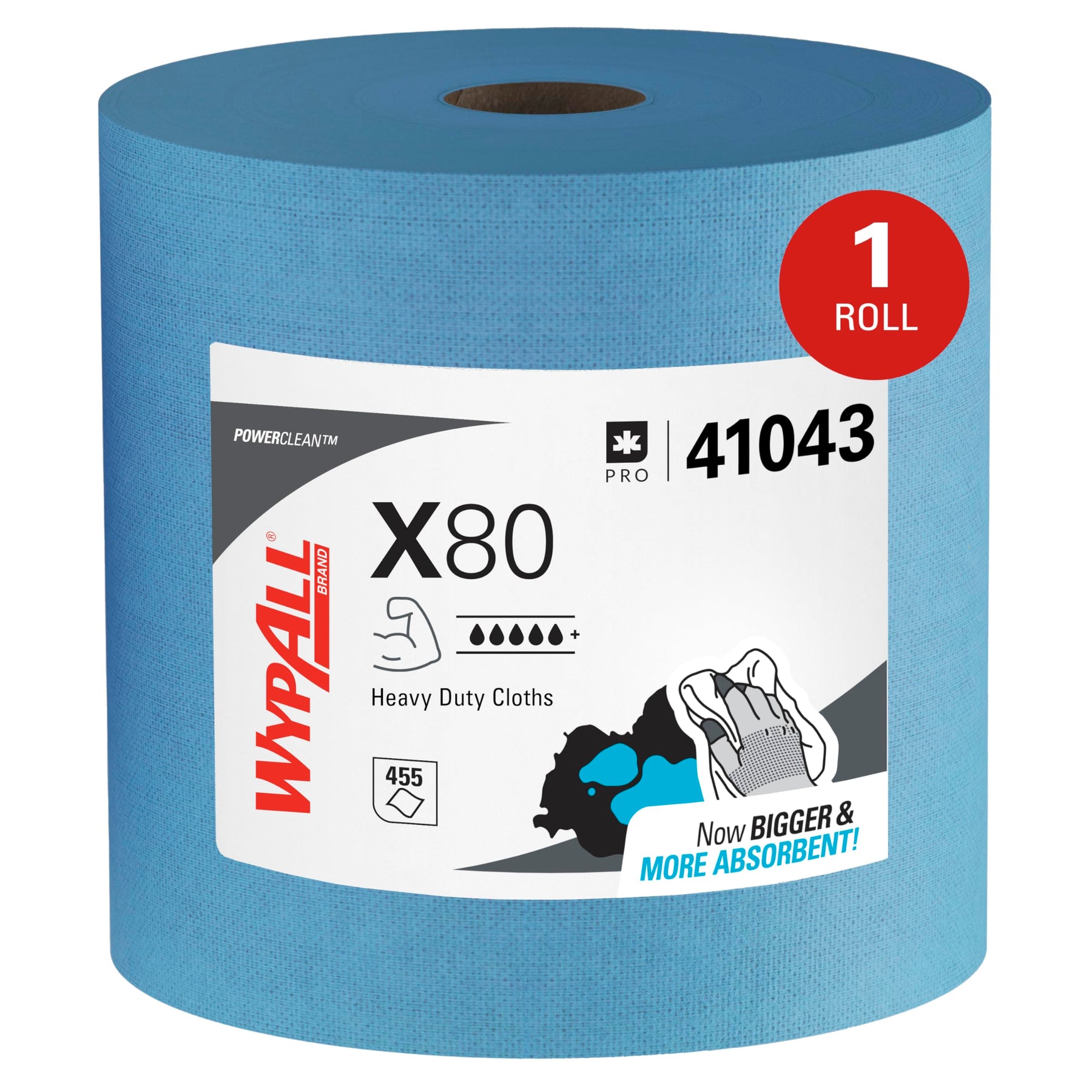 WypAll X80 Power Clean Wipers — Jumbo Roll, 455 product photo