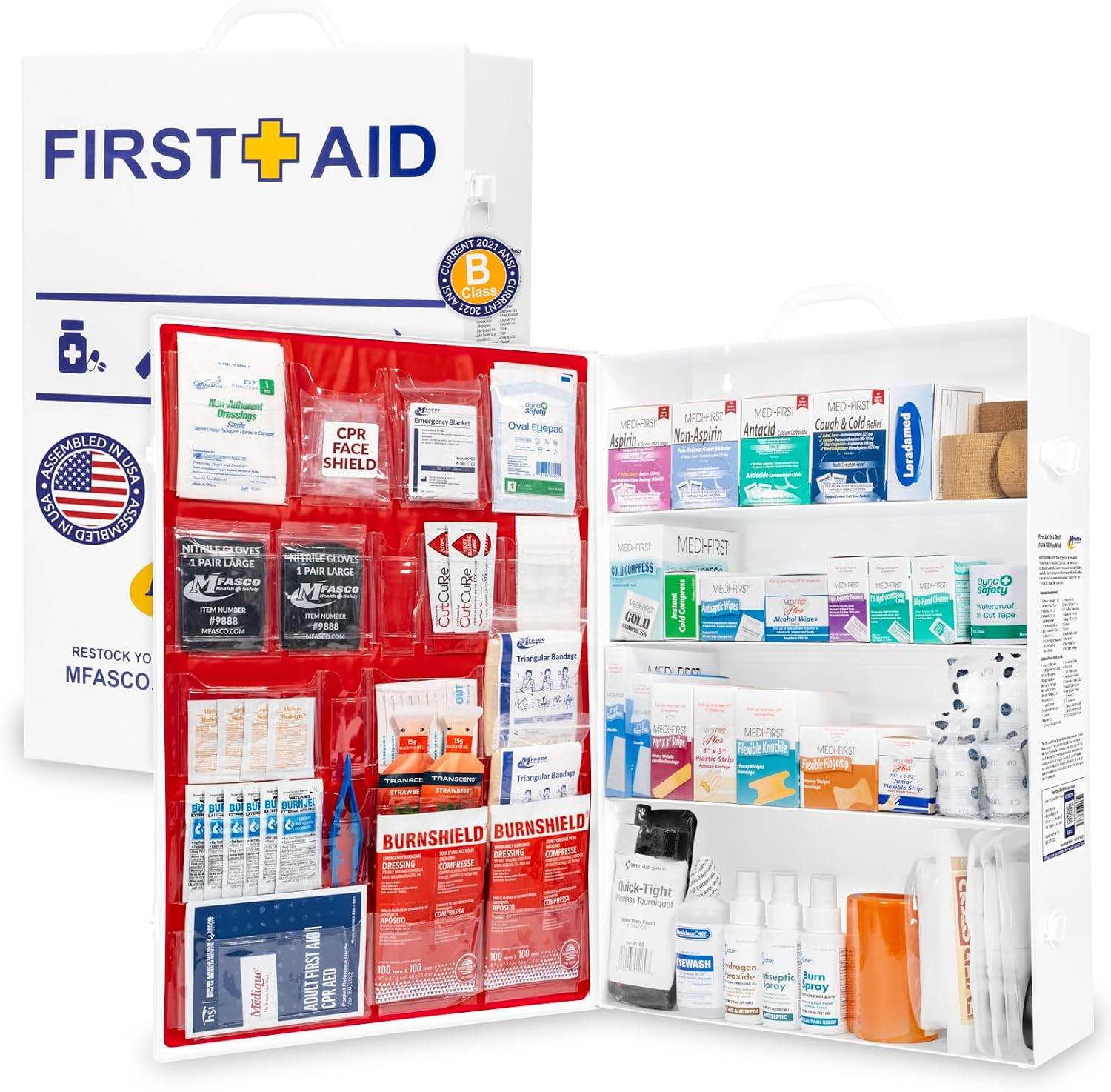 MFASCO Workplace Metal First Aid Kit, 4 Shelf Wall Mount Cabinet product photo