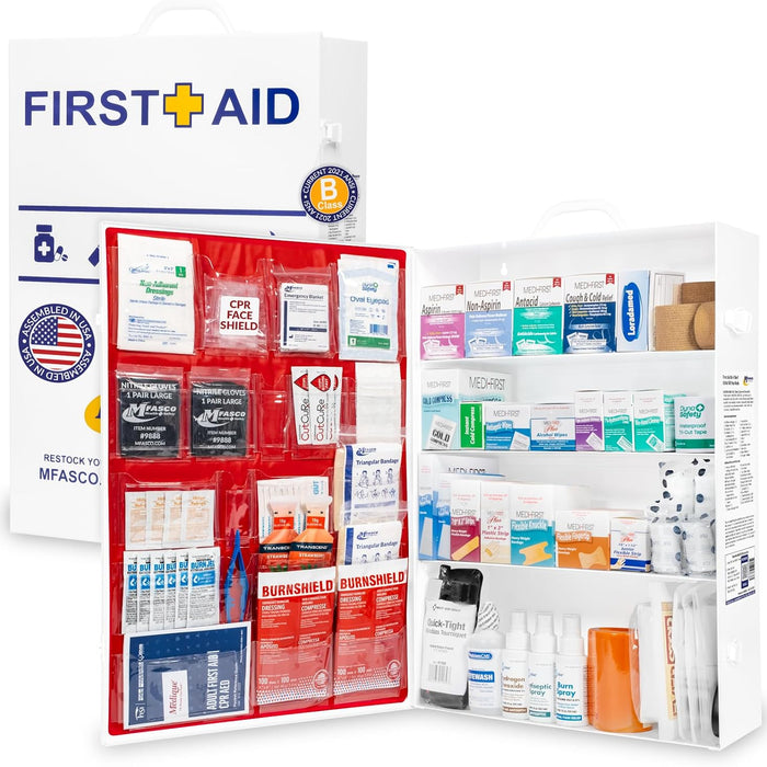 MFASCO Workplace Metal First Aid Kit, 4 Shelf Wall Mount Cabinet product photo