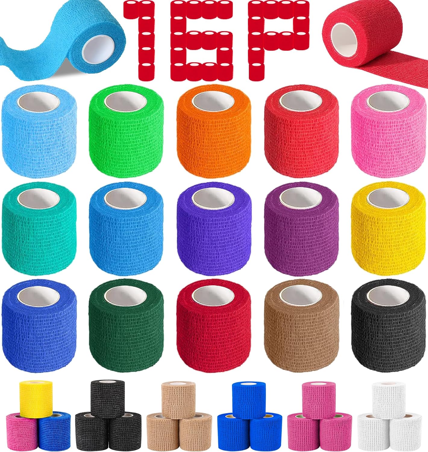 Azen Cohesive Bandage Wrap — Self-Adherent, 16-Pack product photo