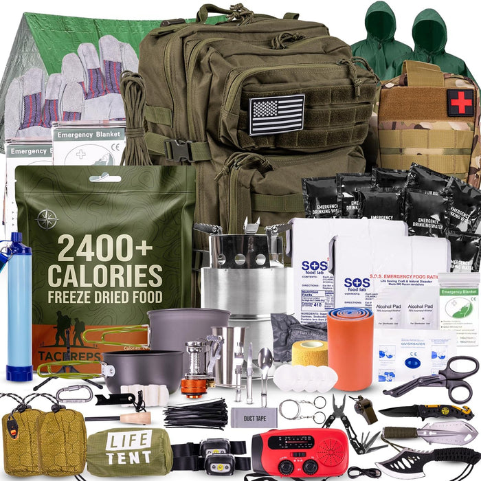 TacPreps 72 Hour Survival Kit, 45L Bug Out Bag with Emergency Food, Water Filter product photo