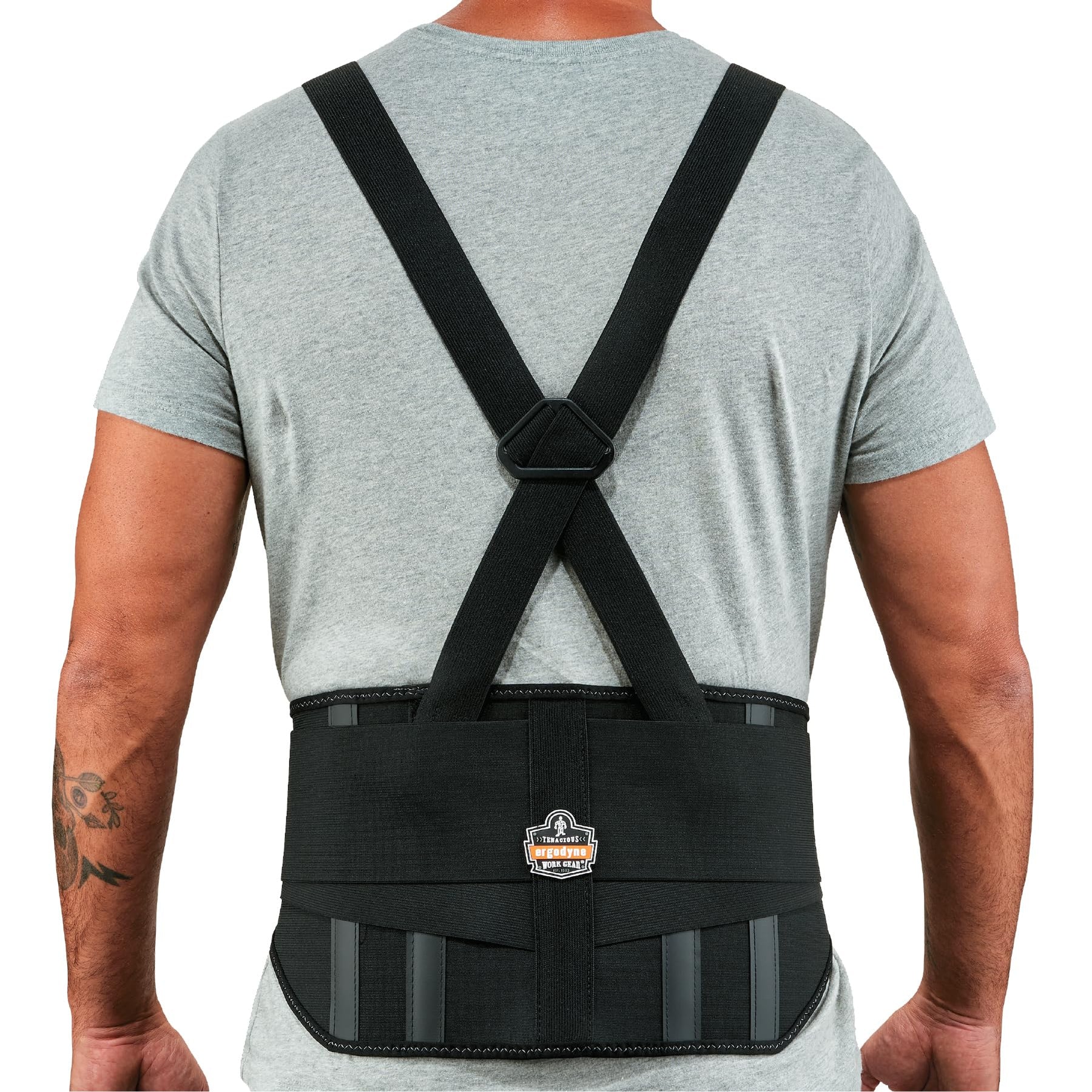 Ergodyne ProFlex 1600 Back Support Brace — 9" Extra-Firm, High-Cut Front, Detachable Suspenders product photo