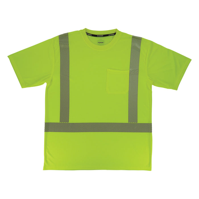 Ergodyne GloWear 8292 Class 2 hi-vis short sleeve performance shirt in lime, front view