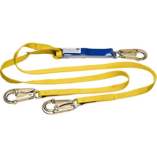 Werner C411100 DeCoil Twin-Leg Shock Absorbing Lanyard — 100% Tie-Off, 6 ft product photo