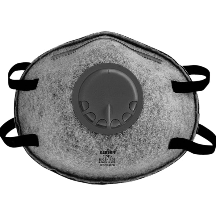 Gerson 1745 N95 molded cup respirator with organic vapor and acid gas nuisance relief, made in USA