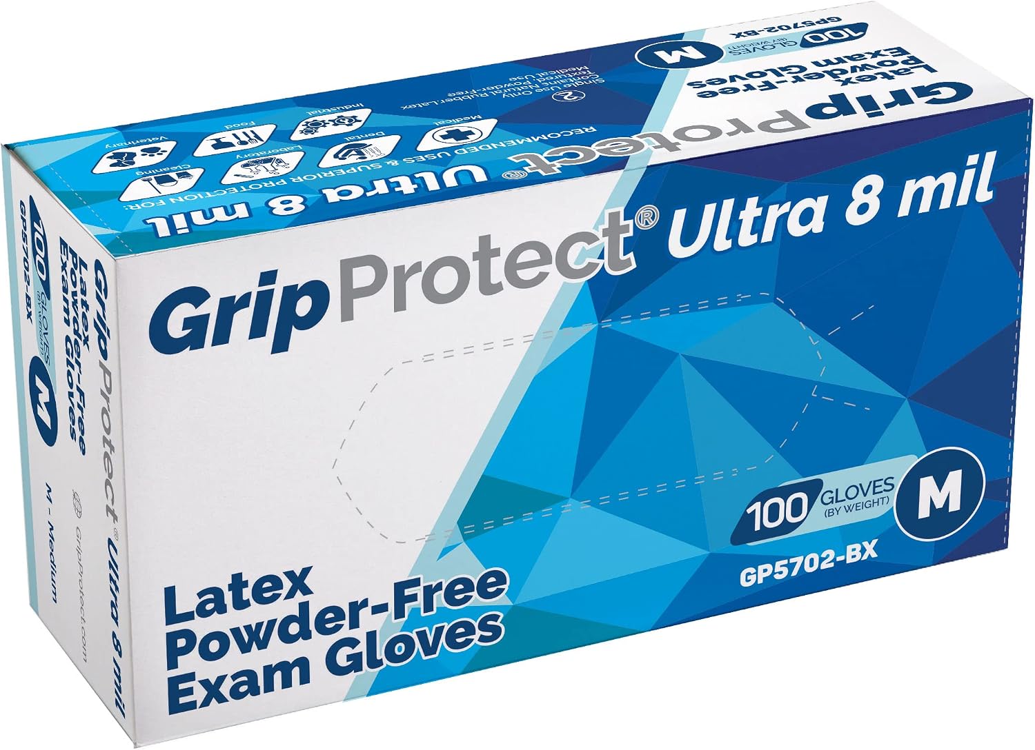 GripProtect Ultra Heavy Duty Latex Exam Gloves — 8 Mil product photo