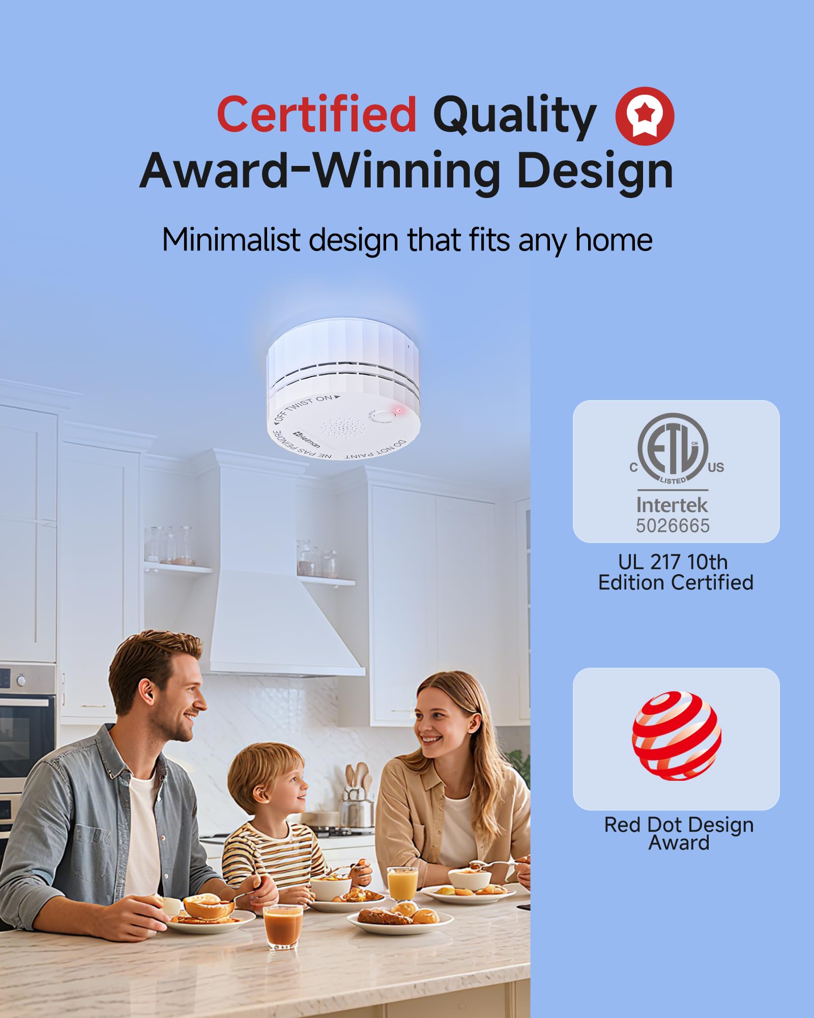 Heiman S1-S Photoelectric Smoke Detector — 10-Year Sealed Battery Smoke Alarm product photo