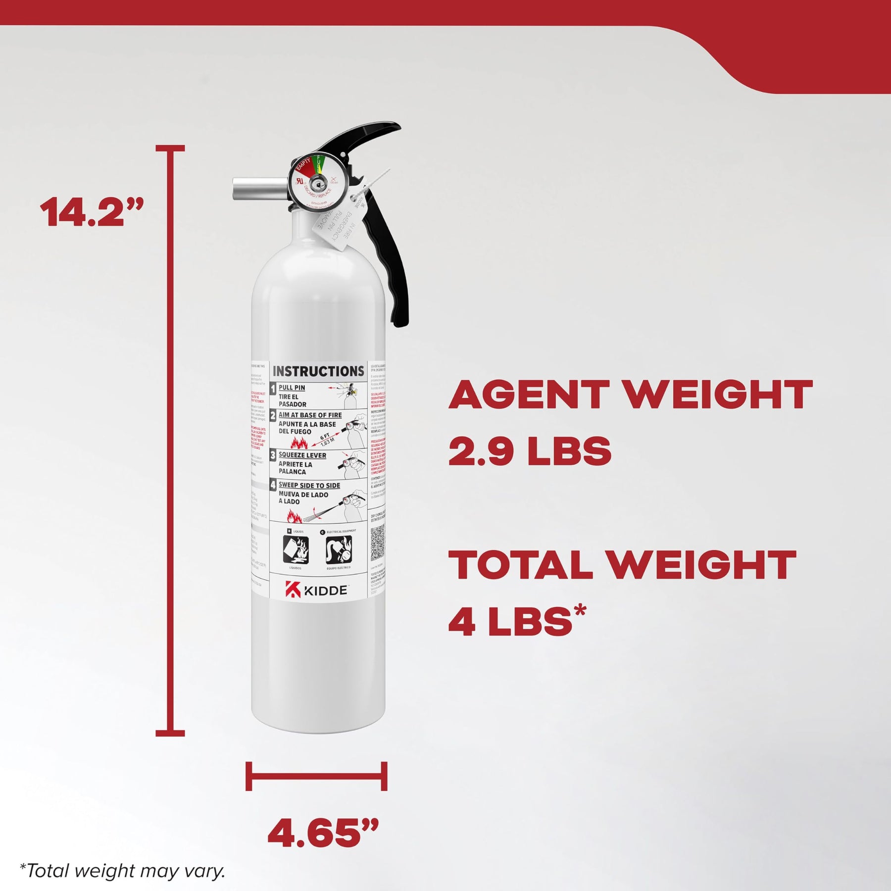 Kidde B0CHSF6T1C Vehicle Fire Extinguisher — Single-Use 10-B:C (Disposable BC Dry Chemical) product photo