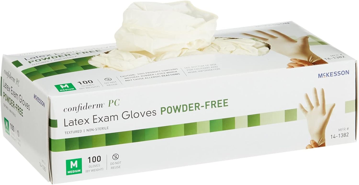 McKesson Confiderm Latex Exam Gloves — Powder-Free, Textured product photo