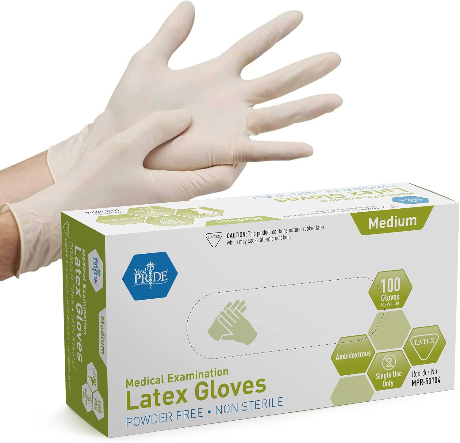 MedPride Latex Medical Gloves — Powder-Free, 5 Mil product photo