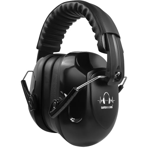 SAFEBUILDER NRR 27 Ear Muffs (SNR 33dB) - Passive Over-the-Head Hearing Protection, Black product photo