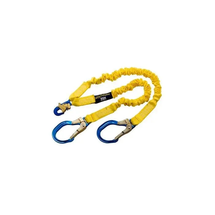 3M DBI-SALA 1244409 ShockWave 2 Twin Leg Shock Absorbing Lanyard — 6 ft 100% Tie-Off, Rebar Hooks product photo