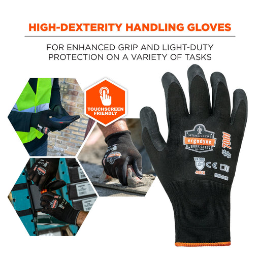 Ergodyne ProFlex 7001 Nitrile Coated Gloves, Abrasion Level 5