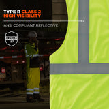 Ergodyne GloWear 8210HL Mesh Hi-Vis Safety Vest Type R Class 2 Hook Loop