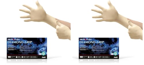 Ansell MICROFLEX MF-300 Diamond Grip Latex Exam Gloves