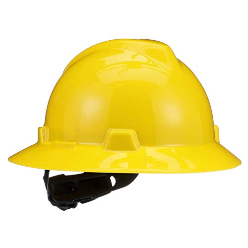 MSA V-Gard Full-Brim Hard Hat Yellow, Fas-Trac III