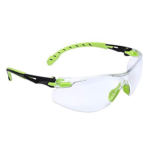3M Solus 1000 Series Safety Glasses — Clear Lens, Green/Black Frame