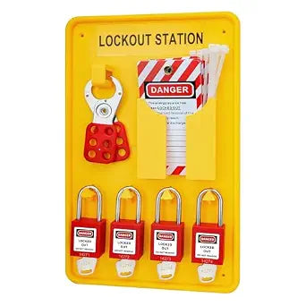 TAEGIQI Lockout Tagout Station Kit Board with 4 Brass Cylinder Padlocks, Hasp & Tags