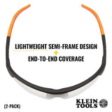 Klein Tools Safety Glasses — Semi-Frame, Anti-Fog, ANSI Z87.1+