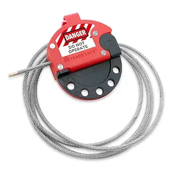 TRADESAFE Lockout Tagout Cable Lock, 6ft Adjustable Vinyl-Coated Steel Cable