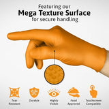Ansell Microflex 93-256 Mega Texture Orange Nitrile Gloves