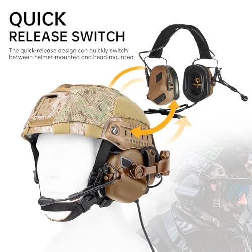 OPSMEN M32X PLUS — EARMOR M32X PLUS Military Headset Electronic Earmuffs for Shooting with MIC, Nato TP120 & U-174 Connector and ARC Rail Helmet Adapters, Ear Muffs for Noise Reduction with 5X Sound Amplification