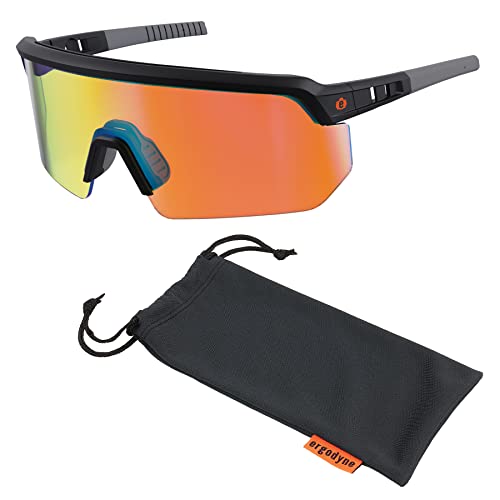 Ergodyne Skullerz AEGIR Orange Mirror Matte Black Safety Glasses