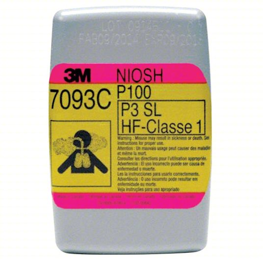 3M 7093C P100 Hydrogen Fluoride Respirator Cartridge with Nuisance Acid Gas and Organic Vapor