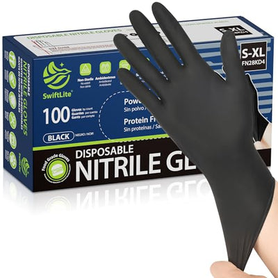 SWIFTLITE Black Nitrile Disposable Gloves