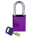 Brady SafeKey ALU-PRP-38ST-KD Lockout Padlock — Aluminum Purple