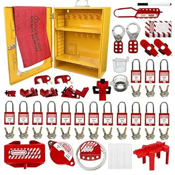 BULANGD Lockout Tagout Station Cabinet, 138-Piece Kit with Padlocks, Hasps, Cable & Plug Locks