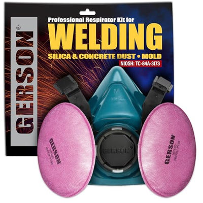 Gerson Industrial P100 Respirator Kit, Medium — Welding, Silica, Concrete Dust, Mold