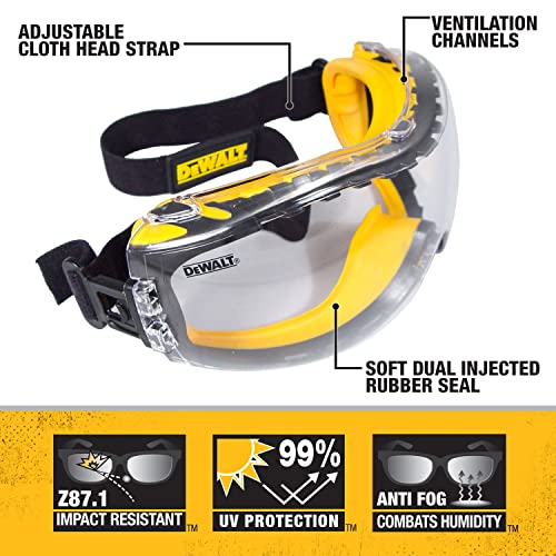 DeWalt DPG82-11 Concealer Clear Anti-Fog Safety Goggles