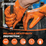 GLOVEWORKS 8-Mil Orange Nitrile Disposable Gloves