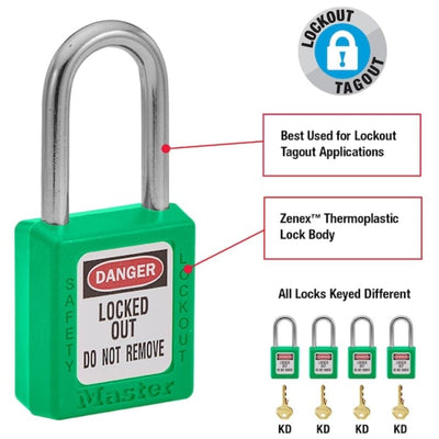 Master Lock 410GRN Lockout Tagout Padlock — Green