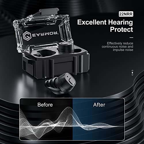 OPSMEN Earmor M20 Shooting Ear Protection Electronic Wireless Earmuffs Earplugs In-Ear NRR26dB Active Noise Reduction Cancellation For Gun Range Hunting Black