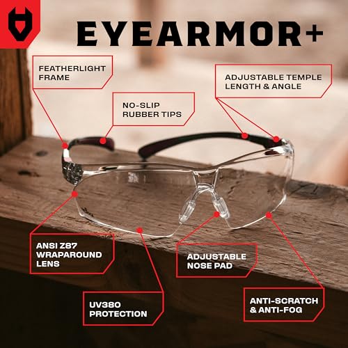 NoCry Clear Safety Glasses — Black & Red alt