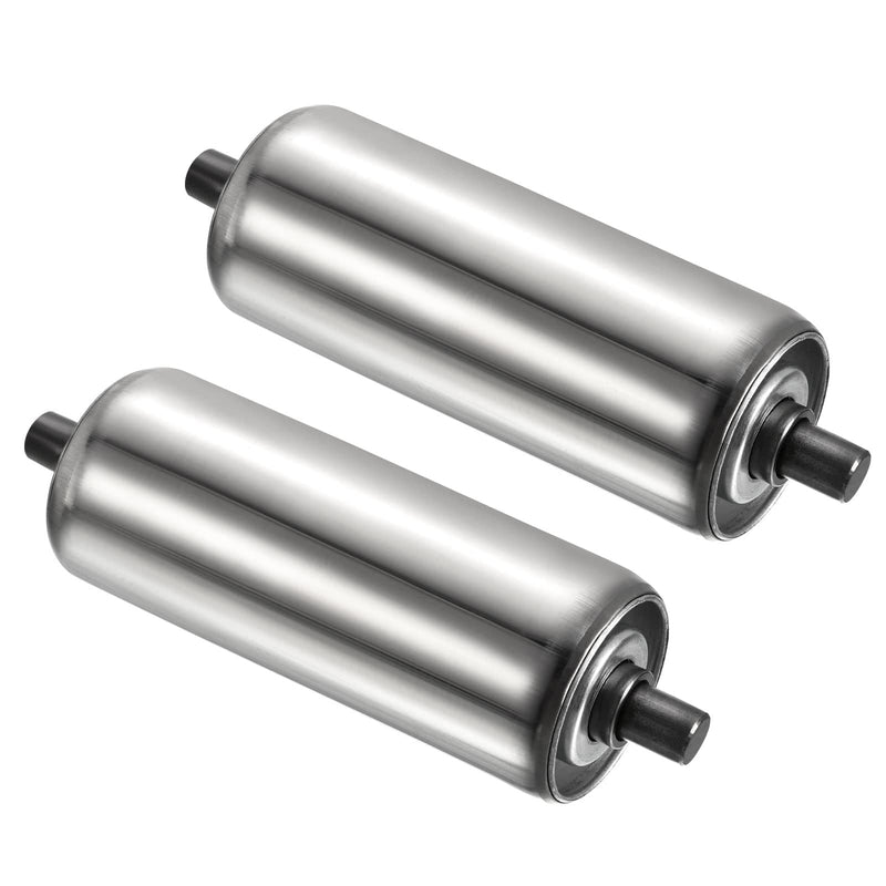 PATIKIL Conveyor Roller, 2in Diameter, 6in Length, 2 Pack Stainless Steel Gravity