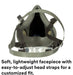 Gray 3M 6200 face mask with adjustable straps on a white background