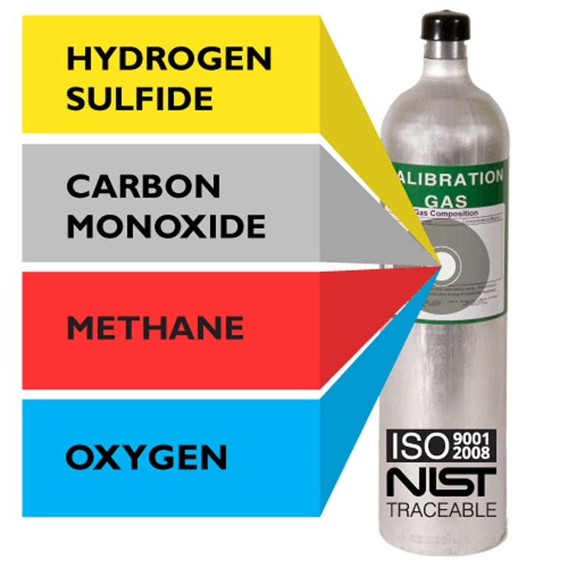 Norlab 4-Gas Calibration Gas Mix (H2S, CO, Methane LEL, O2) — 29 Liter