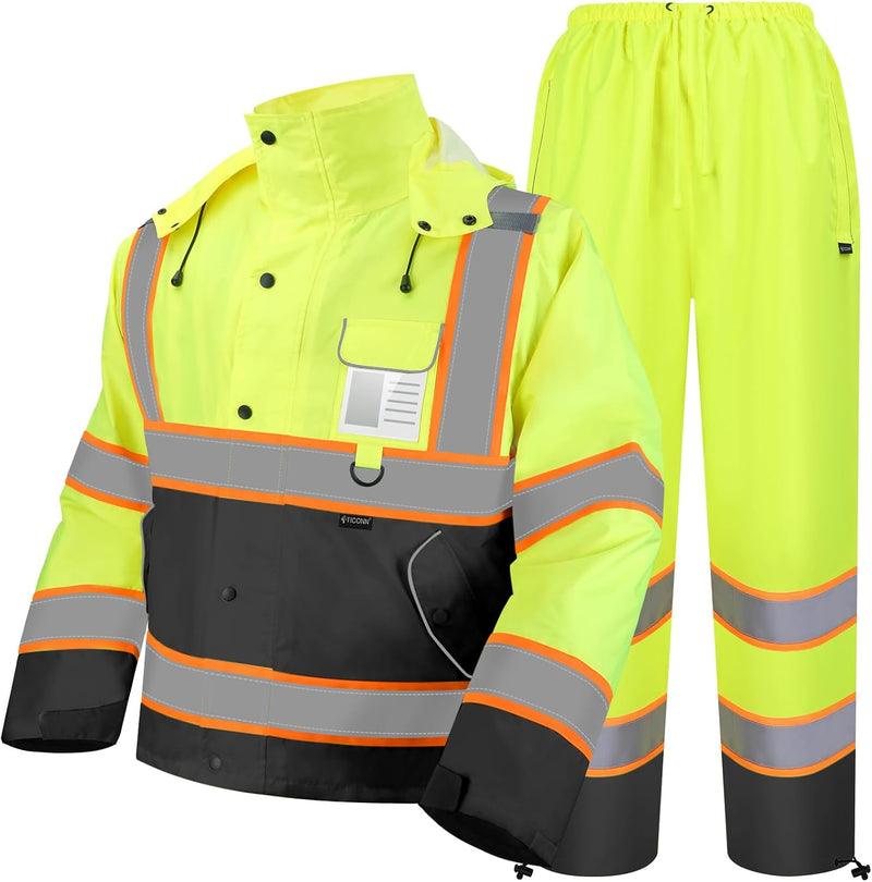 TICONN Hi-Vis Class 3 Rain Suit — Jacket and Pants