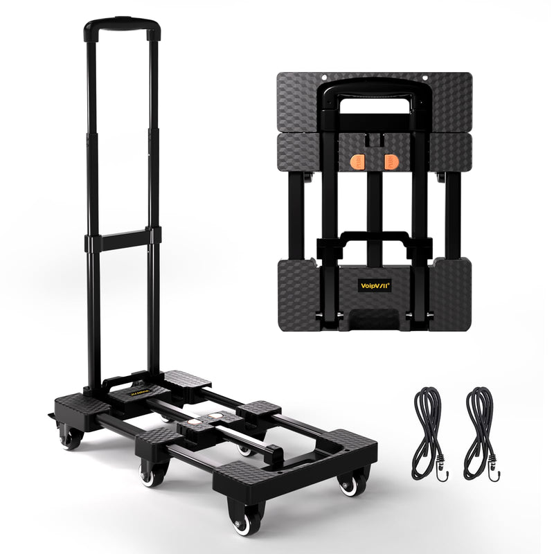 Folding Hand Truck 500lbs, Portable Heavy Duty Dolly Cart, 6 Wheels Collapsible Cart with