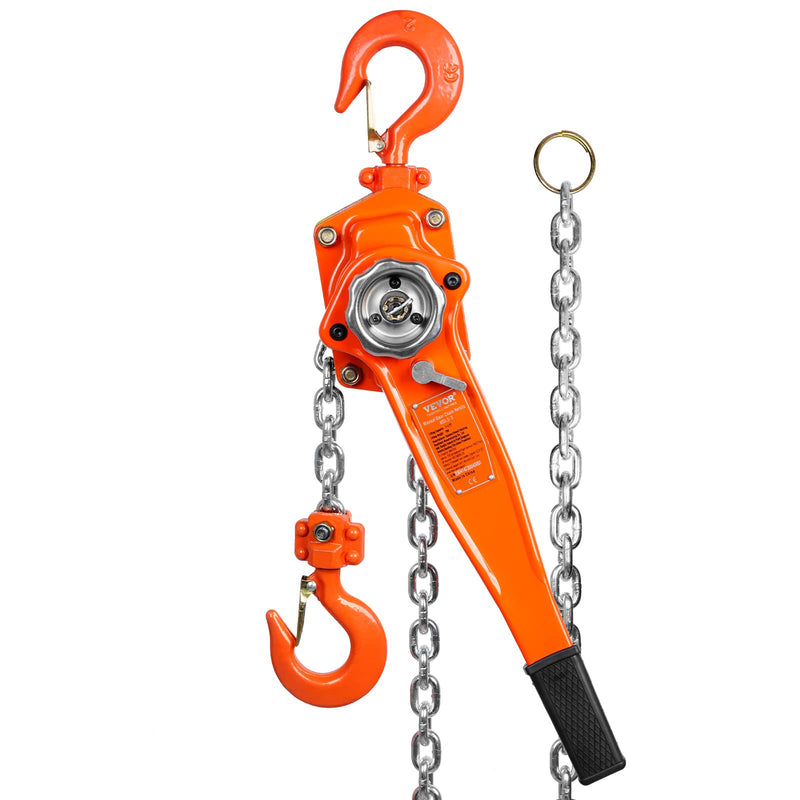 VEVOR Manual Lever Chain Hoist, 1-1/2 Ton 3300 lbs Capacity, 10 FT Come Along, G80